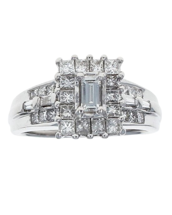 Baguette and Princess Diamond Engagement Ring